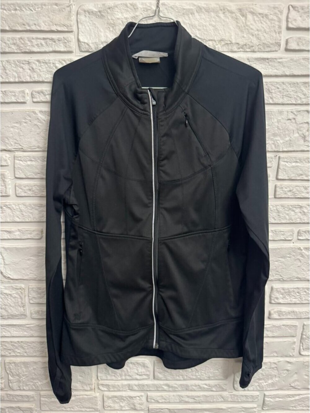 Athleta Black Twilight Run Full Zip Panel Jacket Thumbholes Athletic Medium